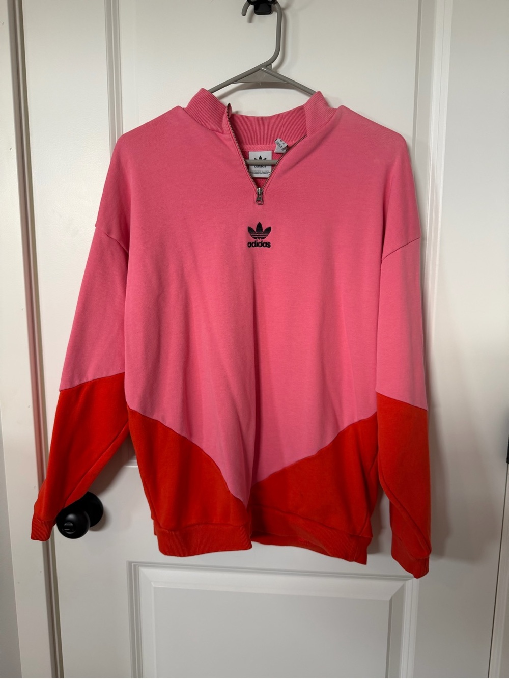 adidas Men’s Pink & Red Zip Pullover Sweatshirt
